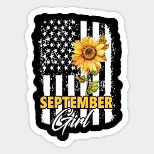 Flag Sunflower September Girl Sticker